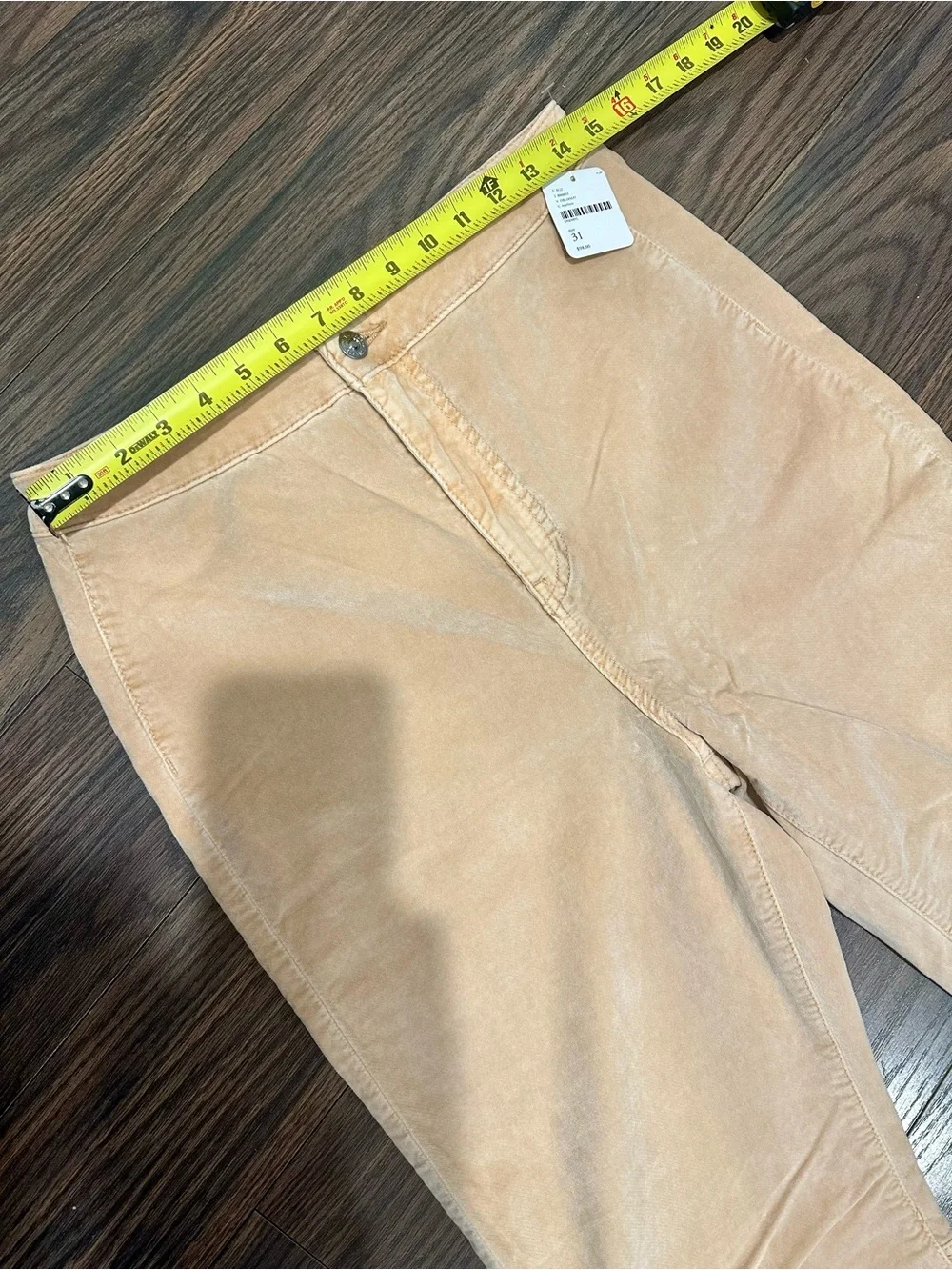 Free People Peach Velvet Float On Flare Pants Boho Chic Raw Hem Stretch 31 NWT